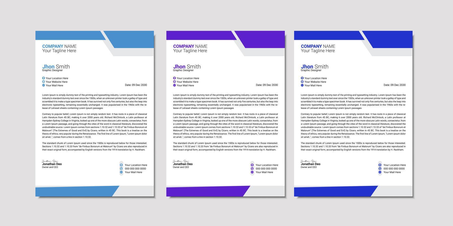 vektor modern företag brev design mall