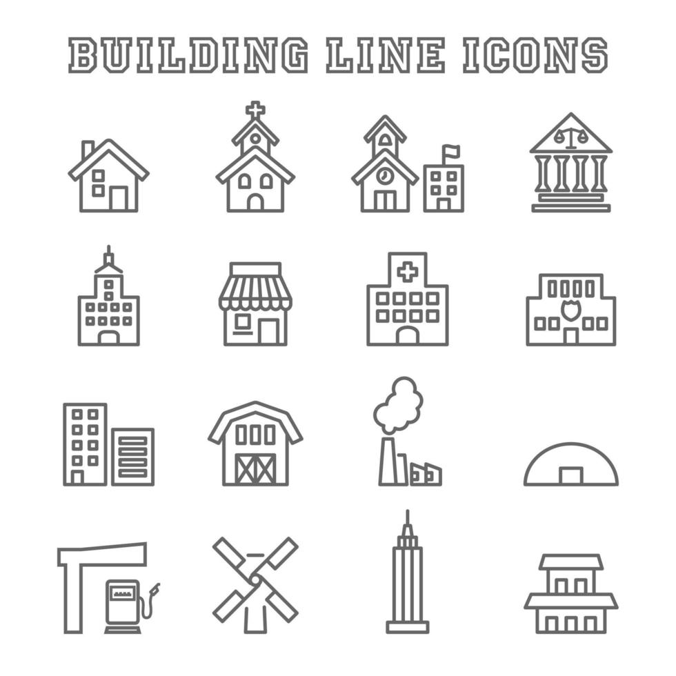 Gebäudeliniensymbole vektor