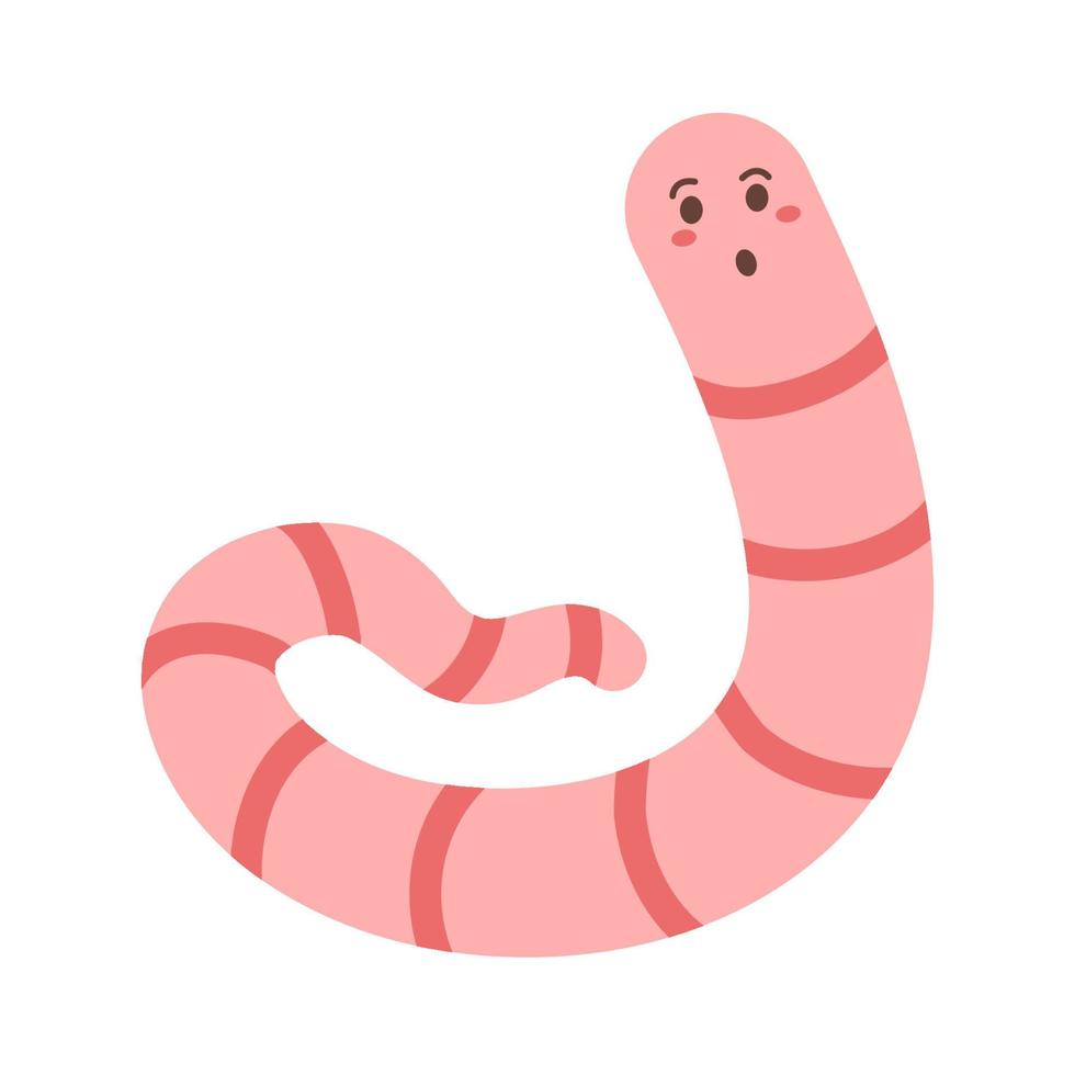 komisch wenig Rosa Wurm mit ziemlich Gesicht vektor