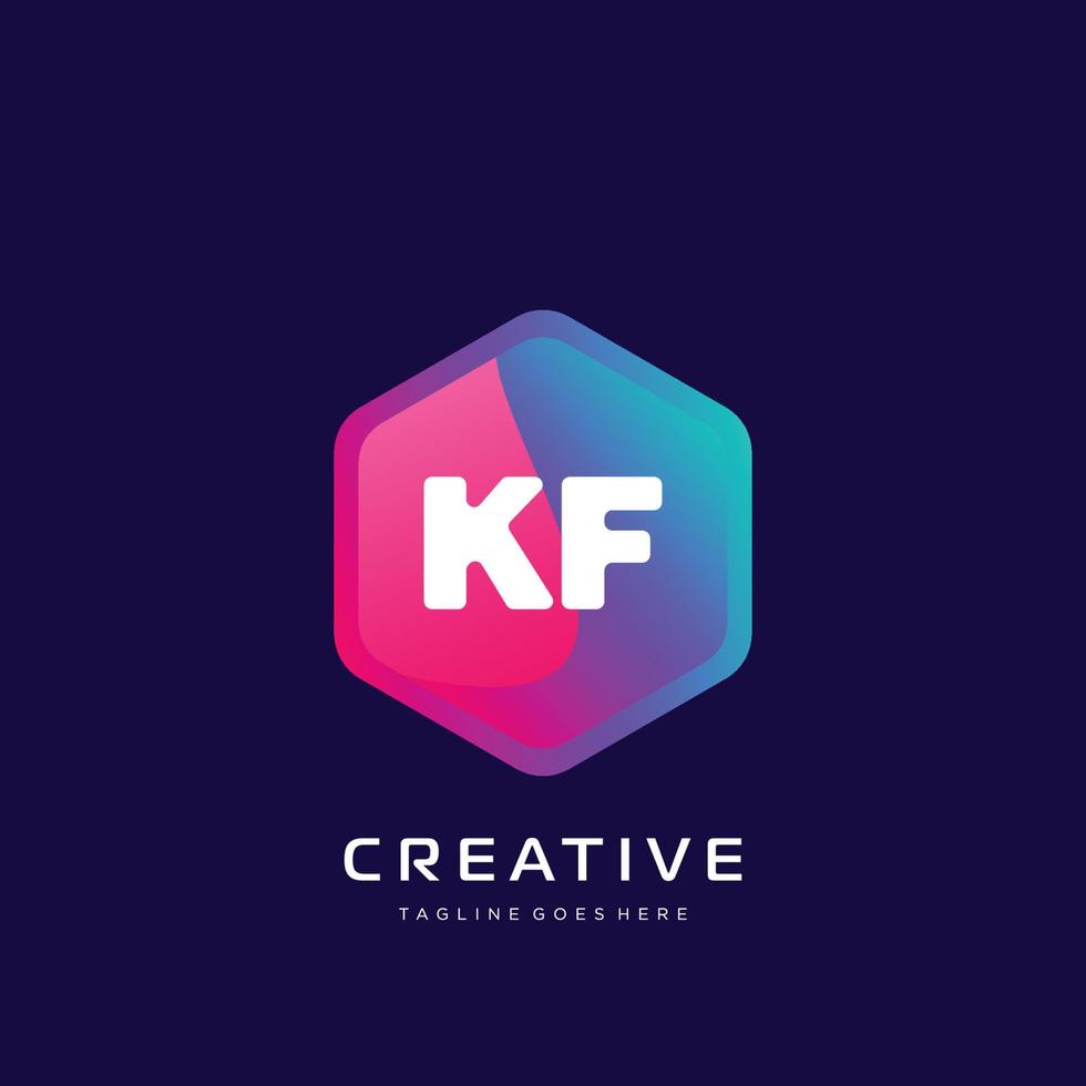 K F första logotyp med färgrik mall vektor. vektor