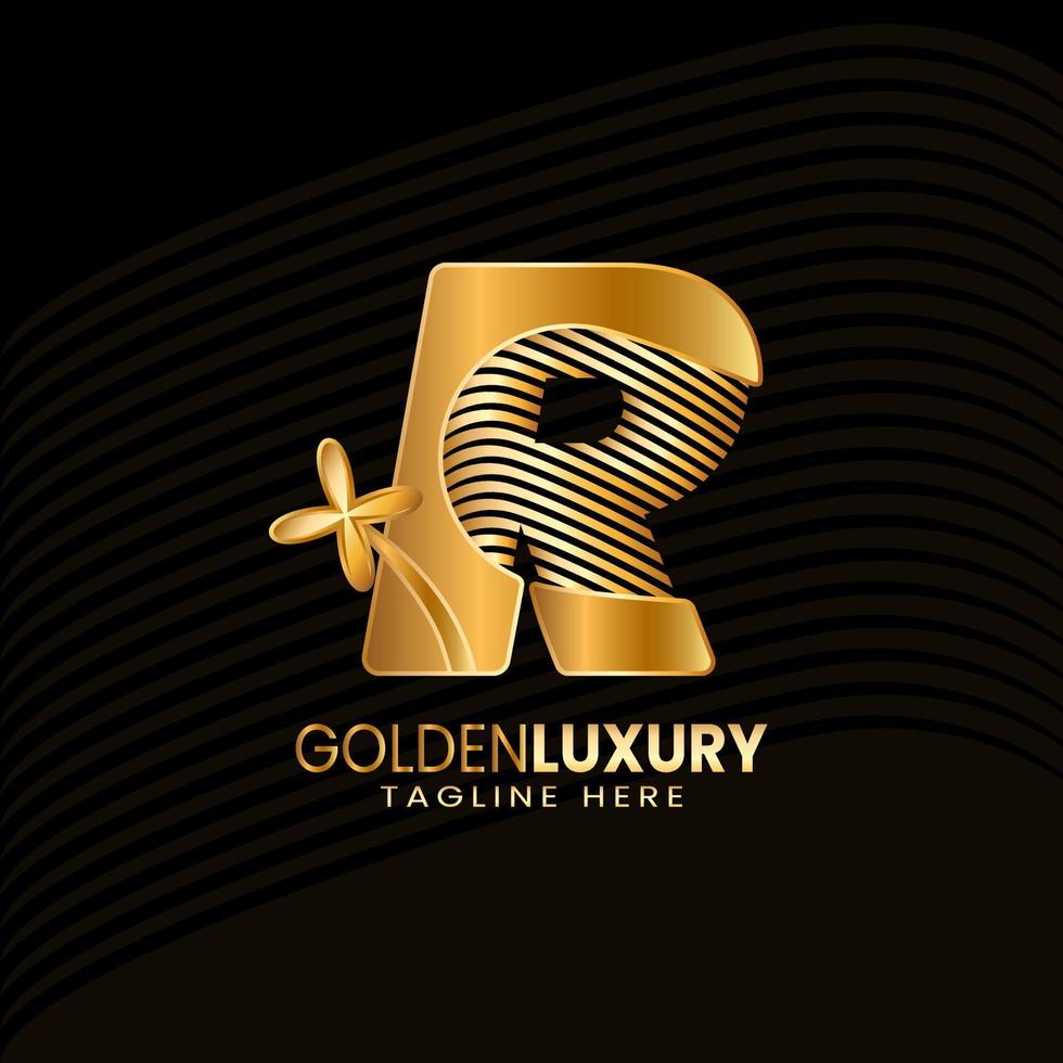 Luxus Gold Brief r Logos. Jahrgang dekorativ Design. vektor
