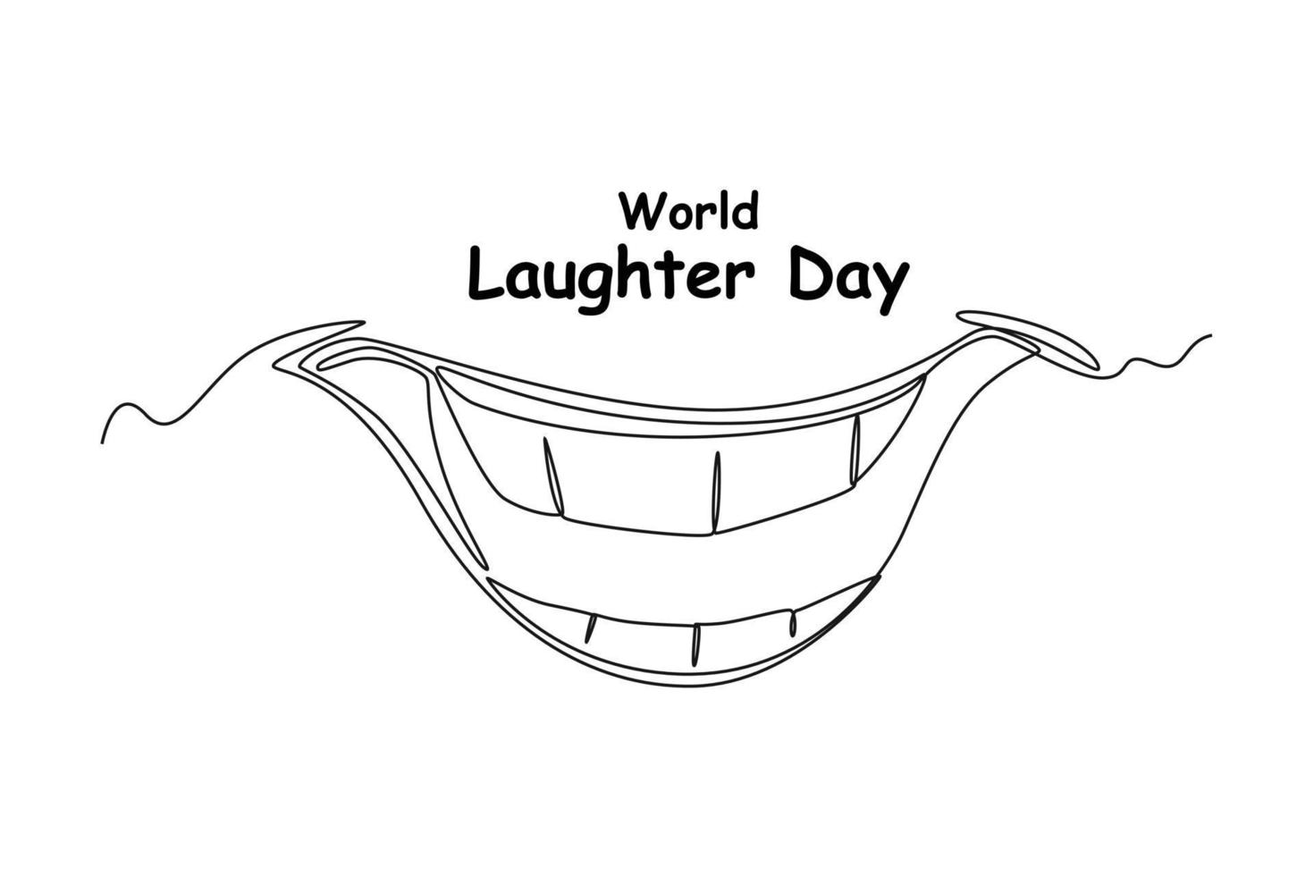 kontinuerlig en linje teckning mun skrattande lyckligt som visar tänder. värld skrattande dag begrepp enda linje drar design grafisk vektor illustration