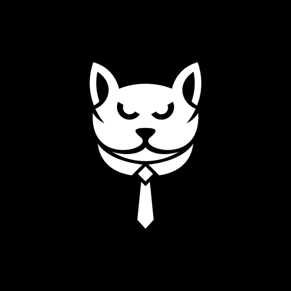 djur- katt huvud bär formell kostym kreativ logotyp vektor