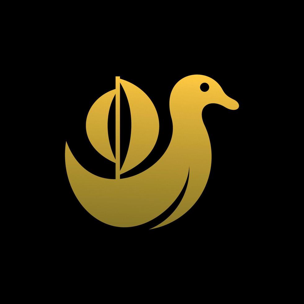 djur- Anka båt gyllene modern logotyp vektor