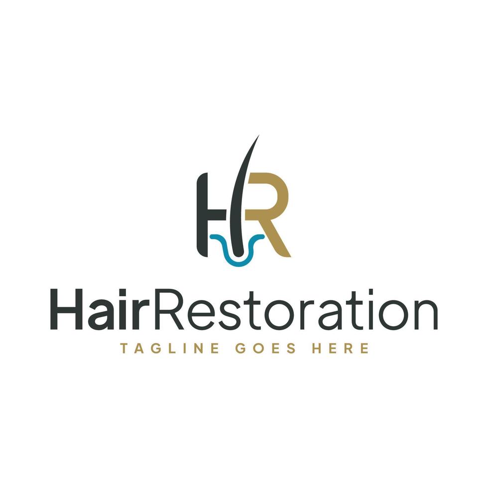 Logo Design zum Marke Haar Wiederherstellung mit Monogramm Initiale Brief h und r im Haar Stil Form. vektor