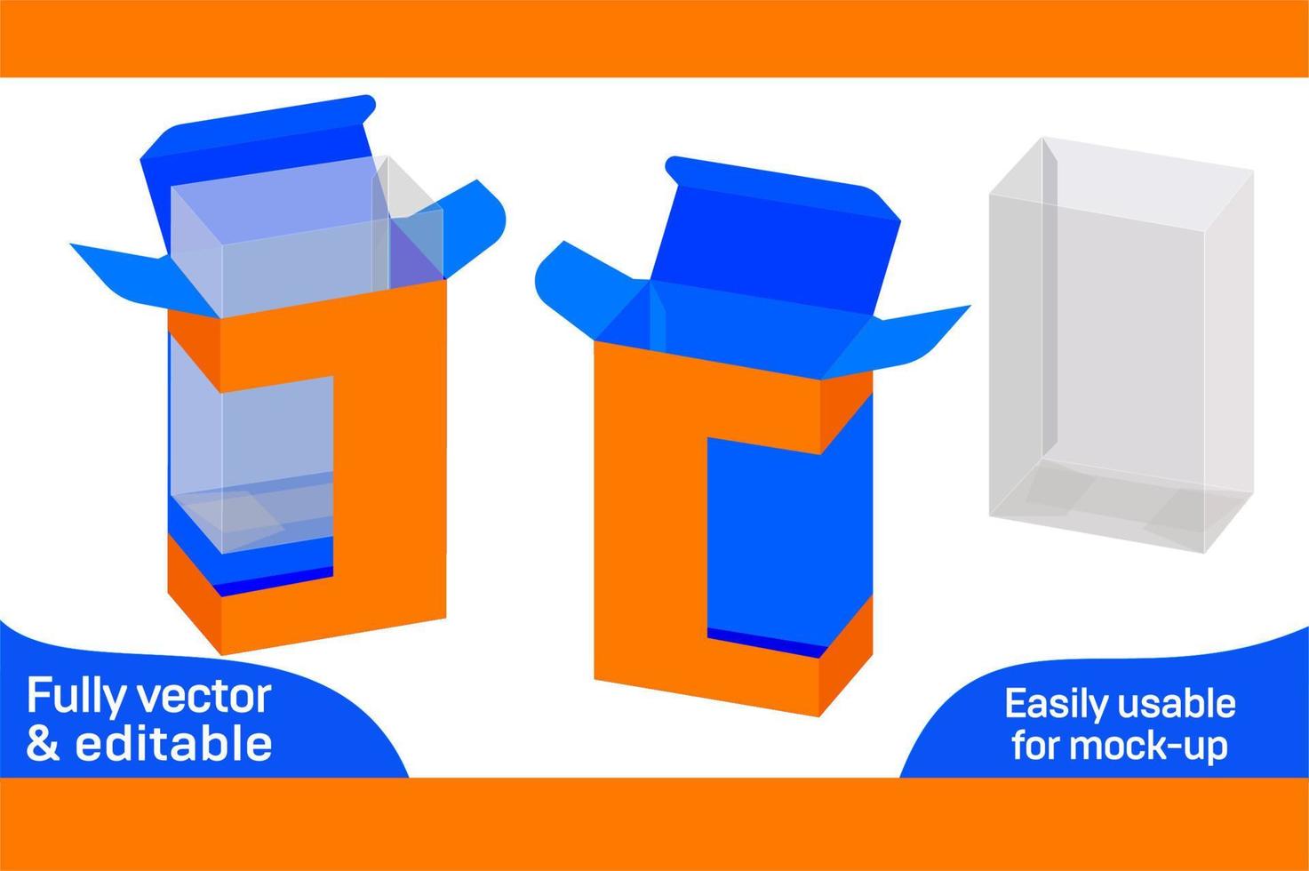 Gesicht Sahne Box Verpackung mit Fenster und einfügen Dieline Vorlage 3d Box vektor