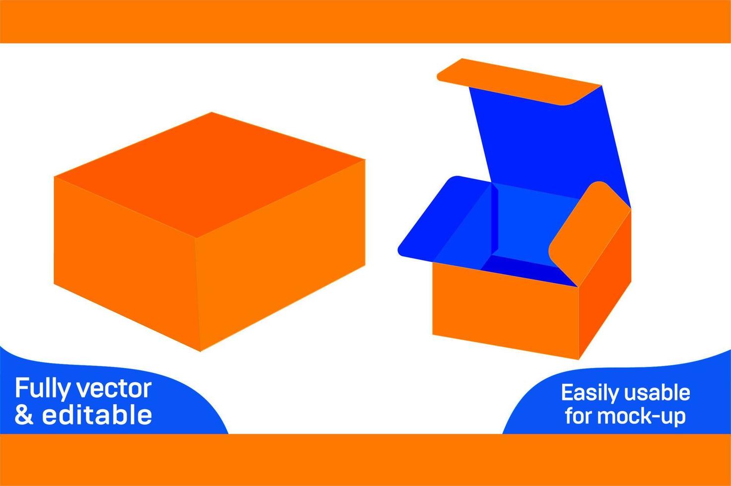 mat låda förpackning mall 4x4x2 tum och 3d låda design 3d låda vektor
