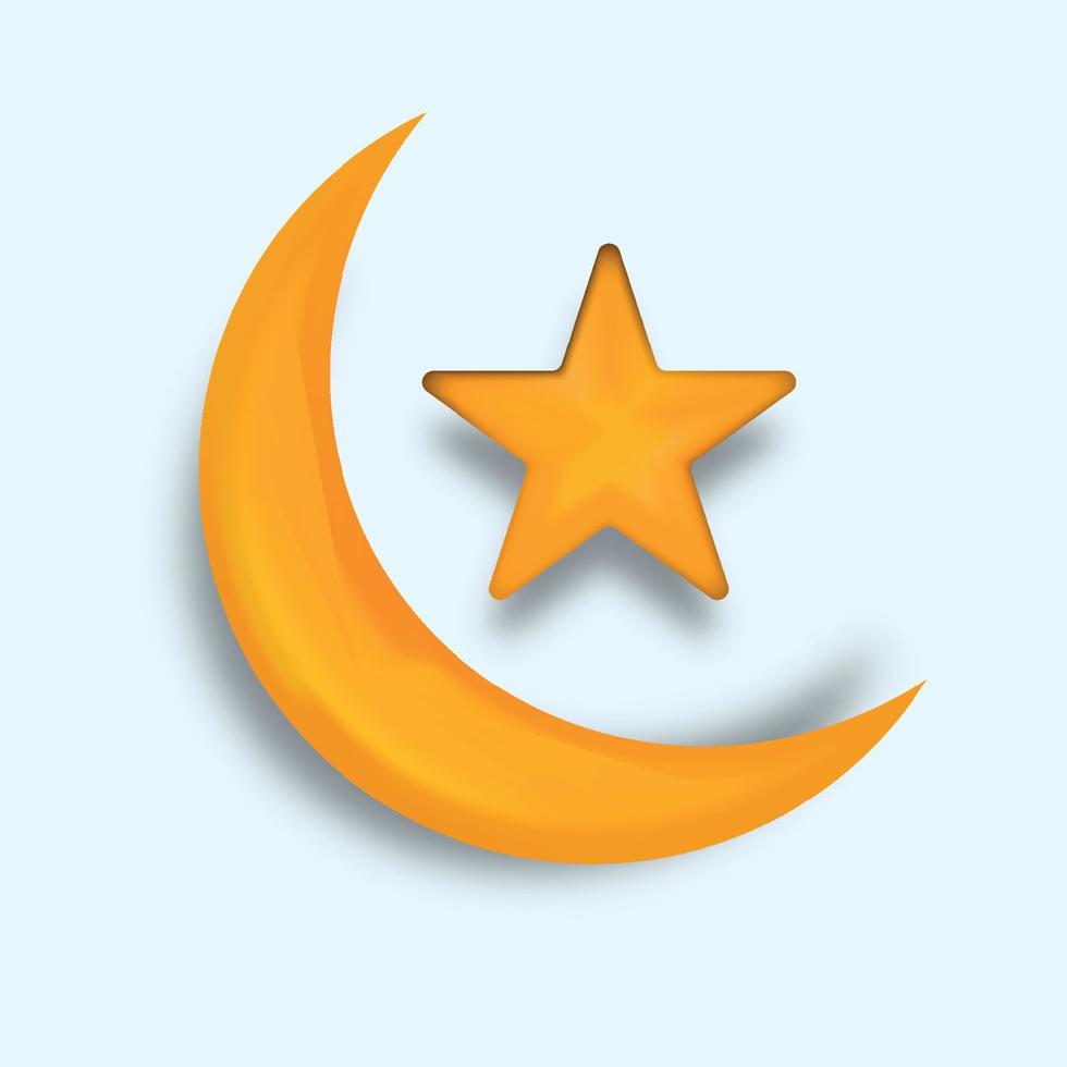 måne och stjärna islamic prydnad vektor