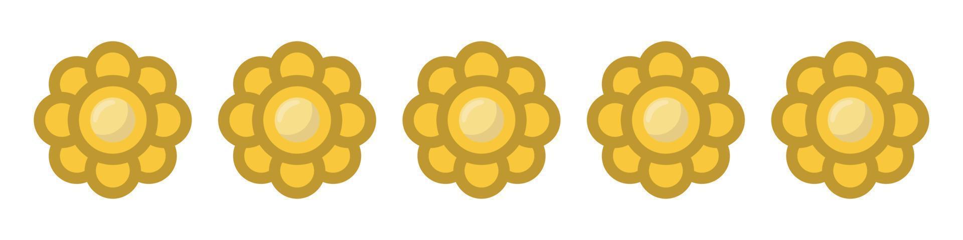 Gold Blume Rang Vektor Symbol auf Weiß Hintergrund