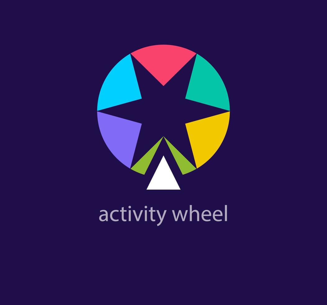 färgrik stjärna hjul logotyp. unik design Färg övergångar. kreativ ferris hjul logotyp mall. vektor. vektor