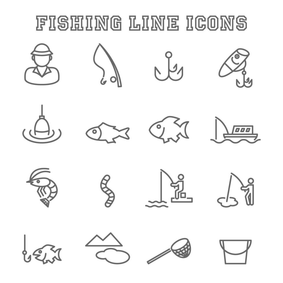 fiskelinje ikoner vektor