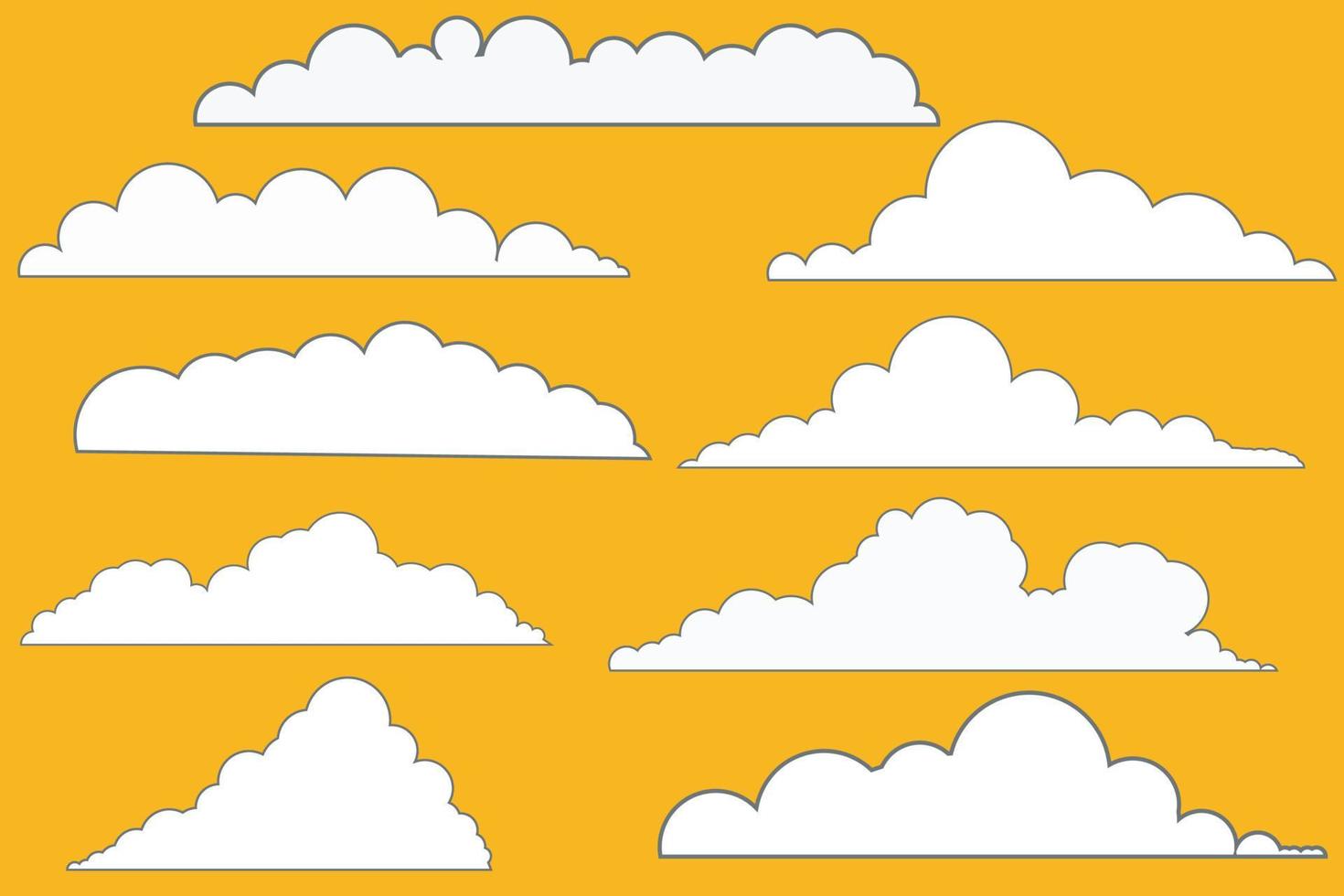 moln. abstrakt vit molnig uppsättning isolerat på gul bakgrund. vektor illustration.