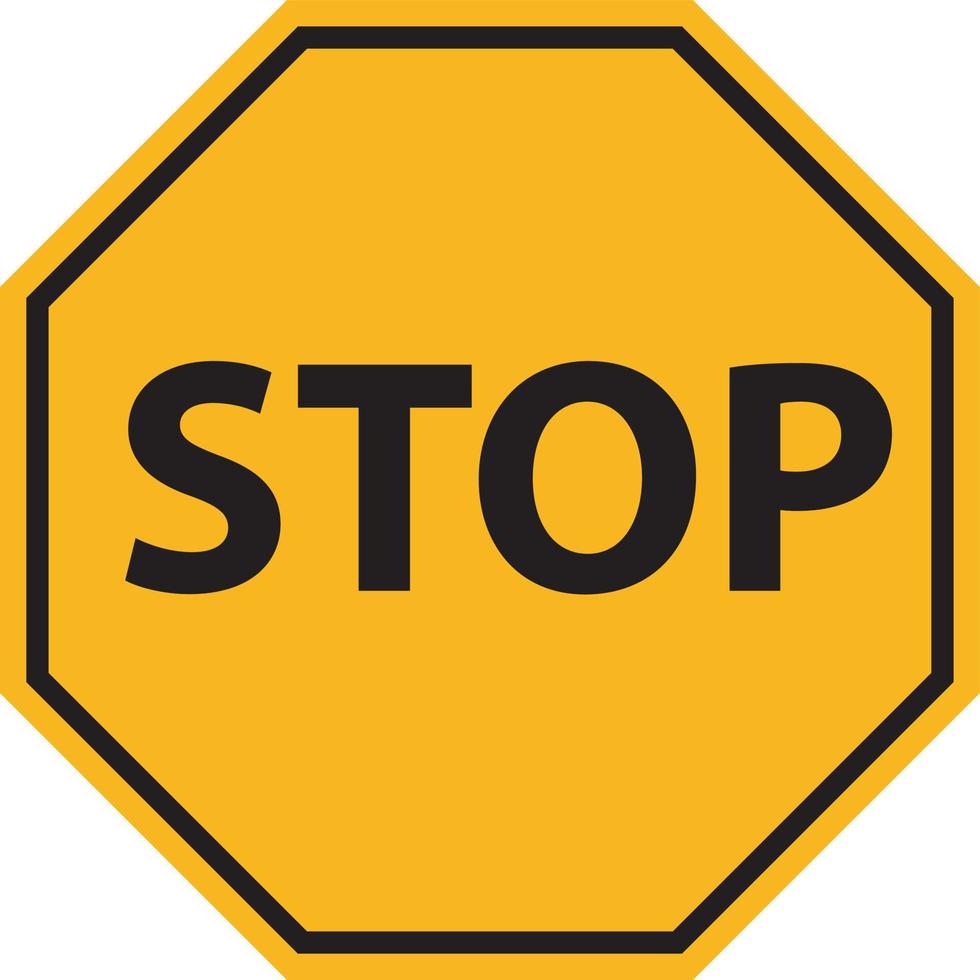 enkel gul väg sluta tecken med stor hand symbol eller ikon vektor illustration