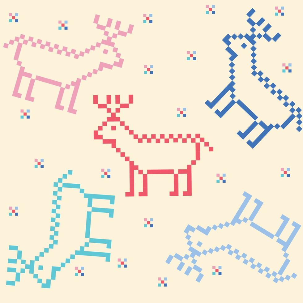 Pixel Spielen Muster mit Hirsch vektor