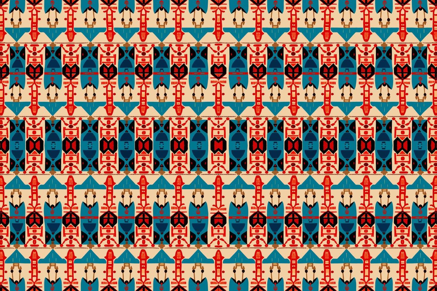 etnisk ikat egyptisk hieroglyfer mönster. abstrakt traditionell folk antik stam- grafisk linje. textur textil- tyg etnisk egyptisk mönster vektor. utsmyckad elegant lyx årgång retro stil. vektor