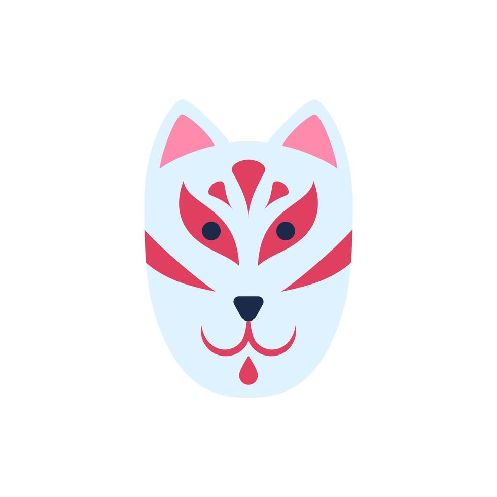 tecknad serie Färg japansk kitsune mask. vektor