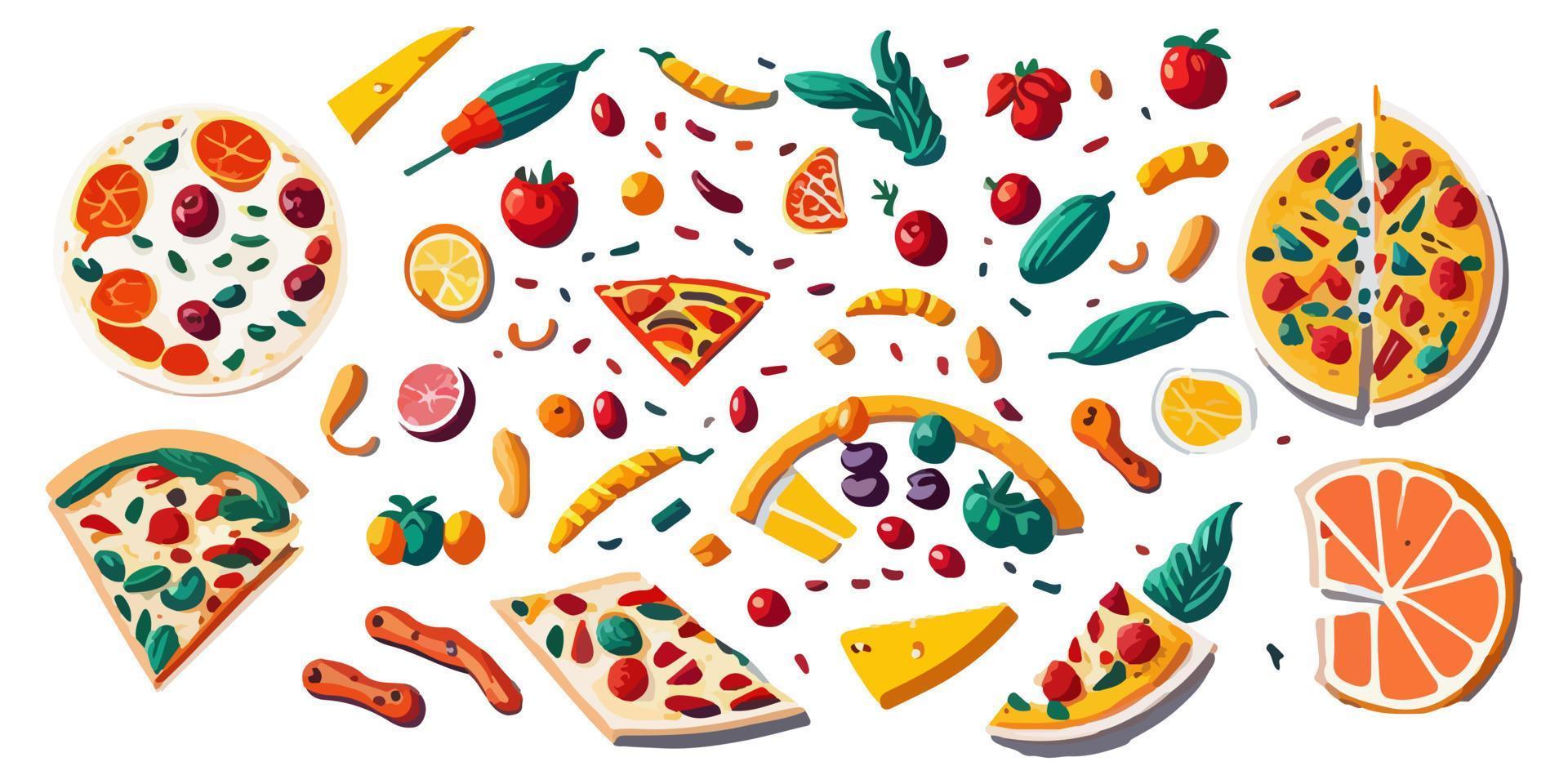 gott och välsmakande platt vektor pizza illustrationer för din marknadsföring material