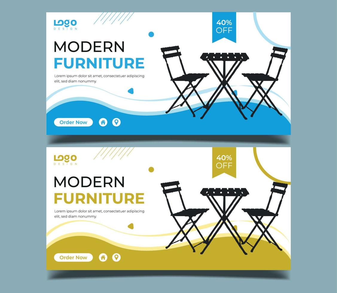 uppsättning av möbel försäljning banderoller med standard webb storlekar. företag banderoller mall med plats för bilder. vertikal, horisontell och rektangel banderoller design för annons, flygblad, affisch, social media. vektor