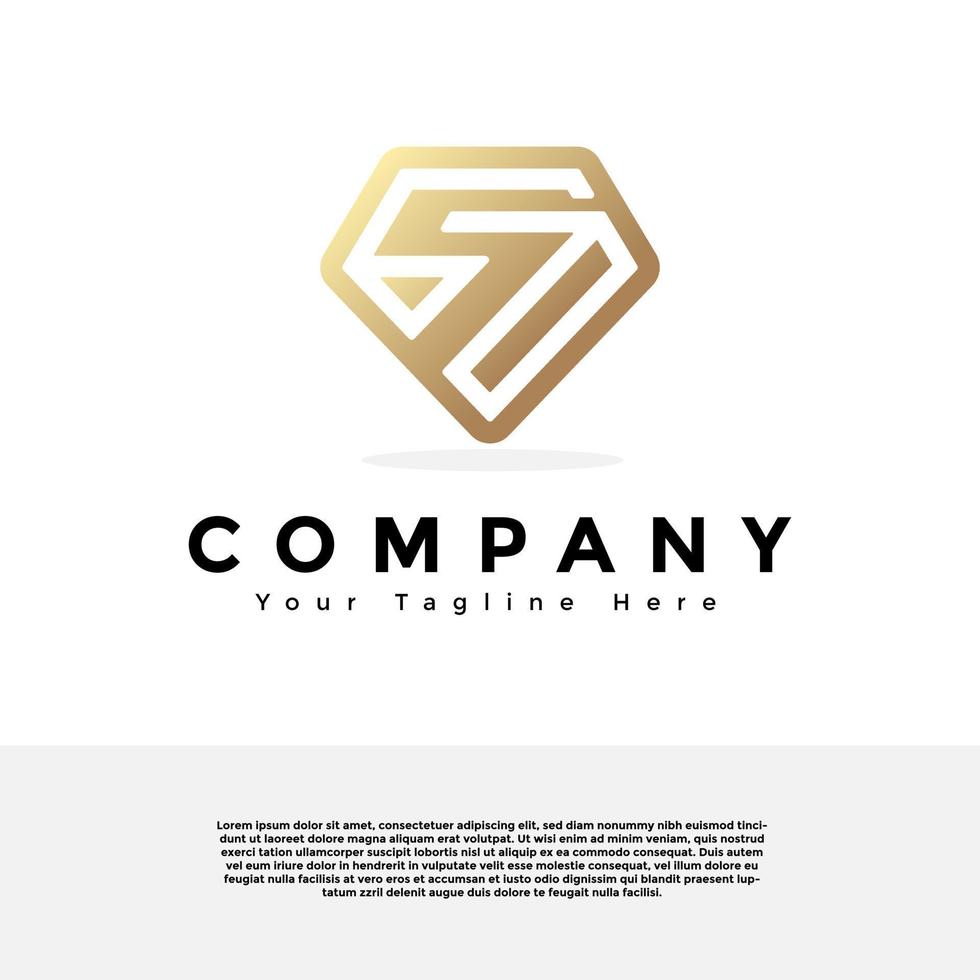 diamant logotyp med brev s logotyp kreativ vektor design. lutning logotyp premie vektor