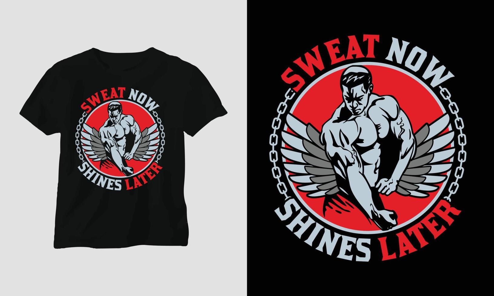 Fitnessstudio Liebhaber T-Shirt Design mit Bodybuilder Illustration vektor