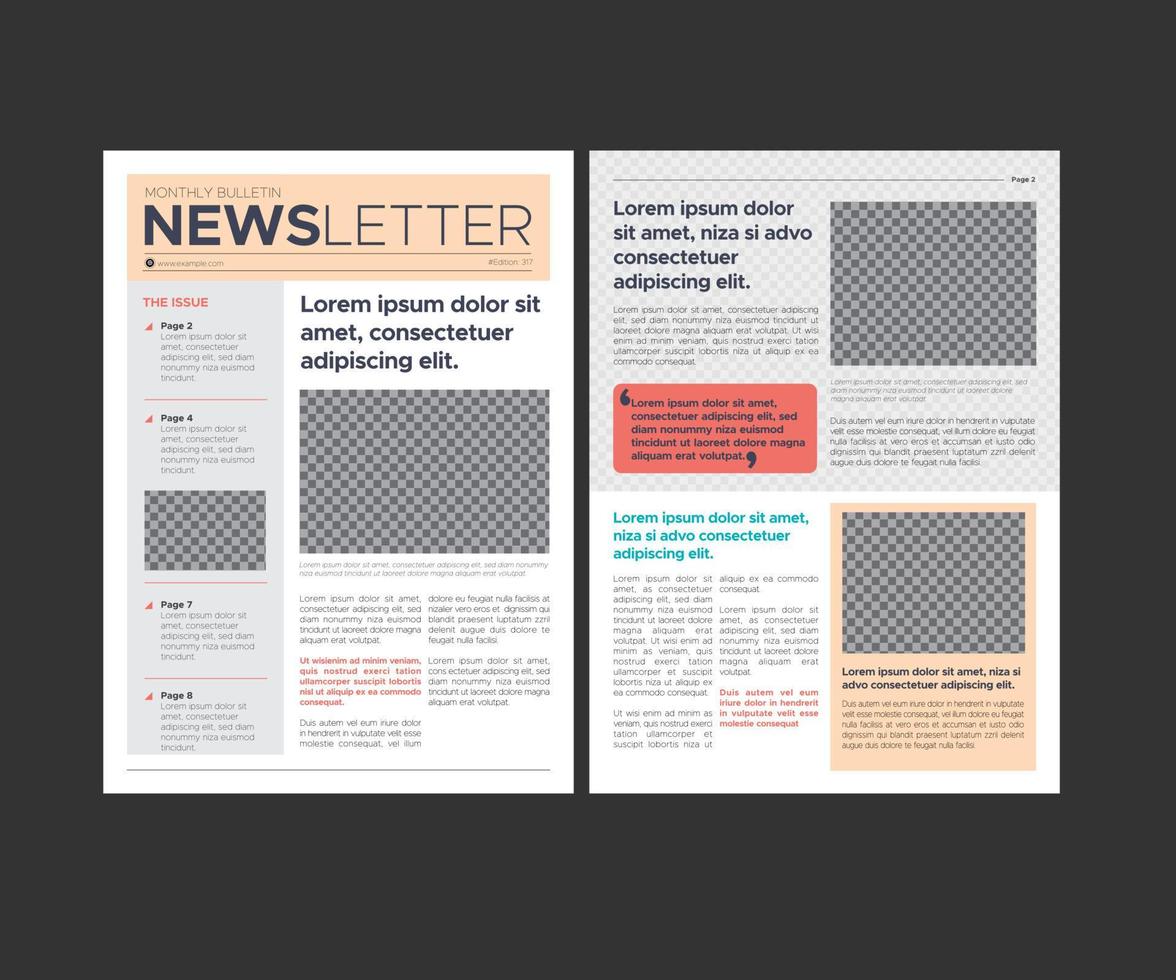 korporativ Newsletter redaktionell Layout vektor