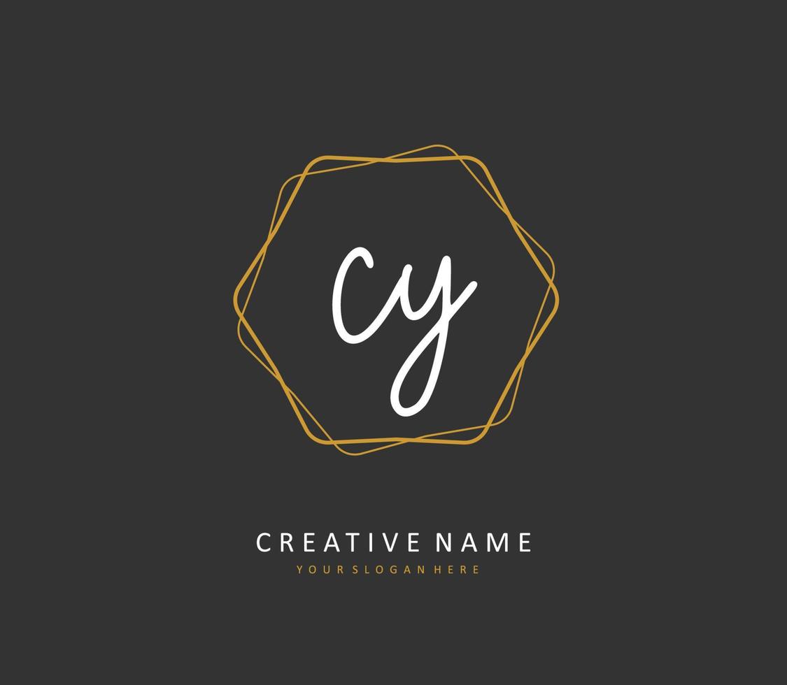cy första brev handstil och signatur logotyp. en begrepp handstil första logotyp med mall element. vektor