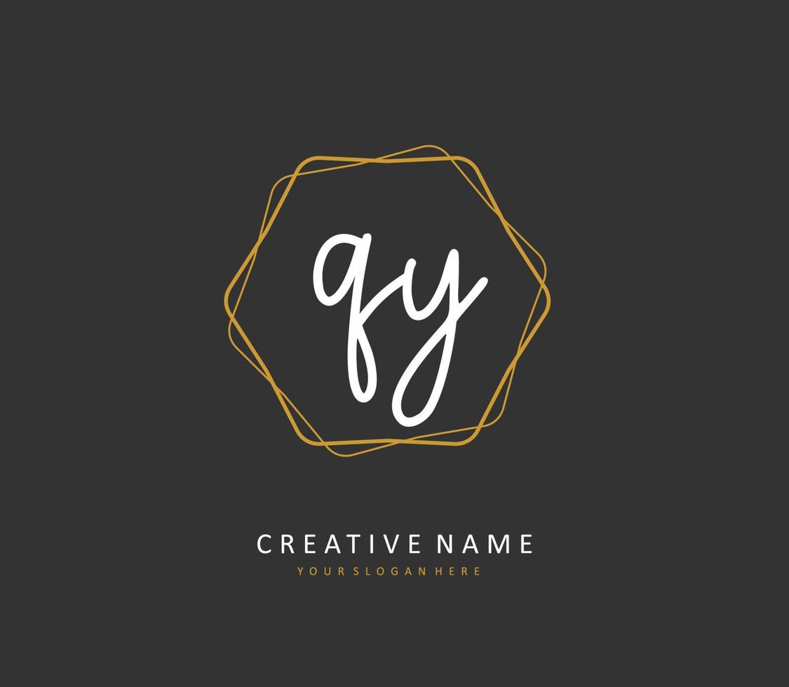 qy första brev handstil och signatur logotyp. en begrepp handstil första logotyp med mall element. vektor