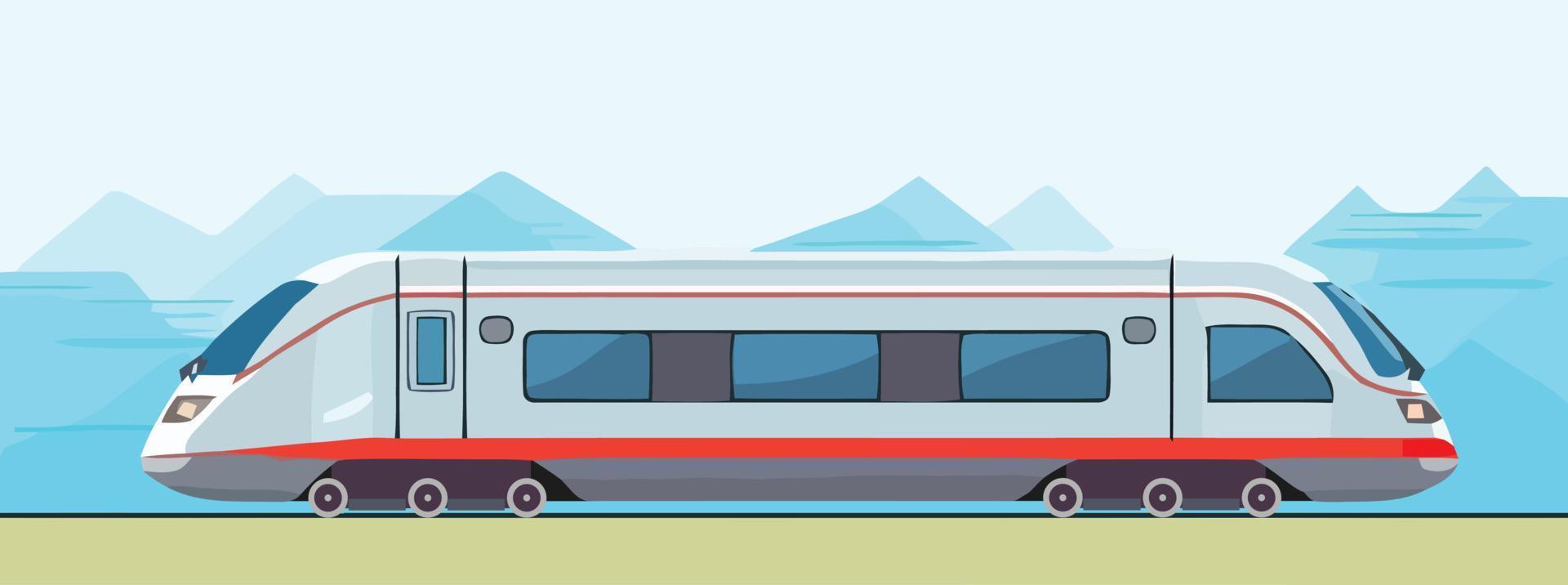 modern hög hastighet tåg. passagerare uttrycka järnväg lokomotiv. järnväg offentlig transport. platt vektor