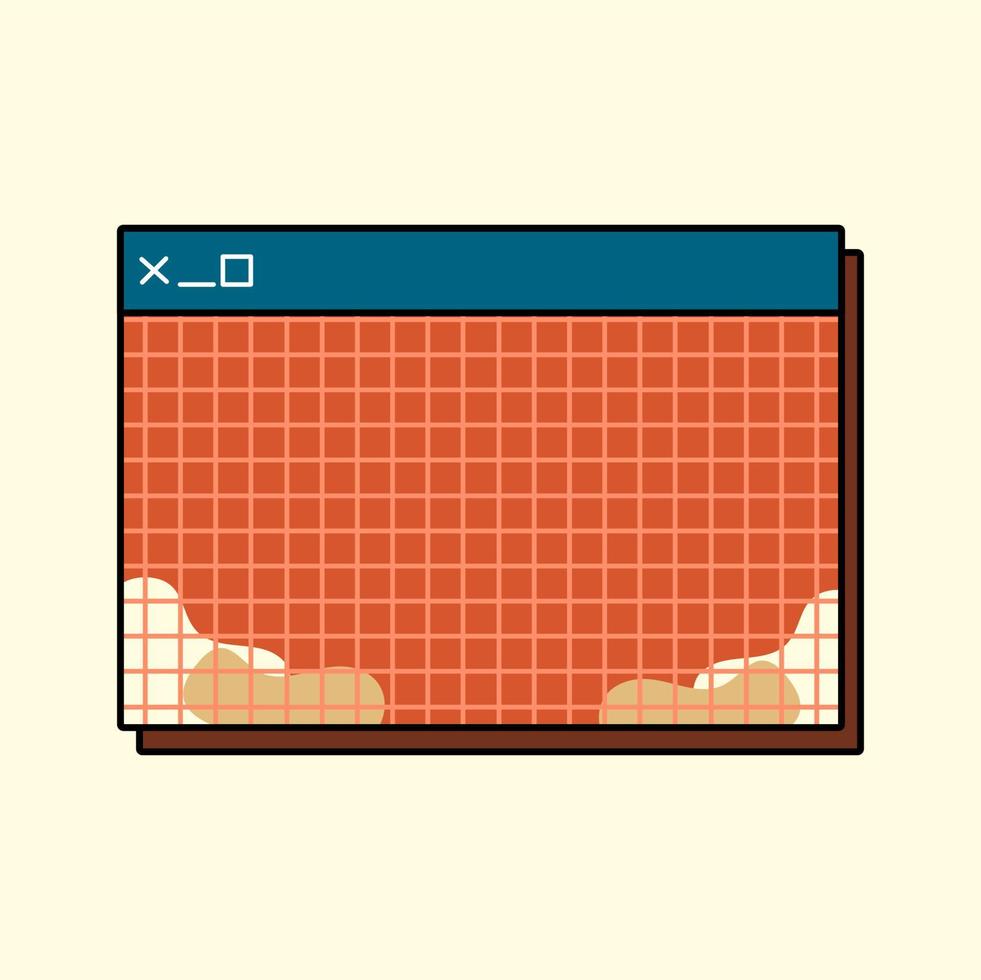 retro Browser Computer Fenster im 90er Jahre Dampfwelle Stil mit Smiley Gesicht Hipster Aufkleber. Retrowave Desktop pc mit Botschaft Box und aufpoppen Benutzer Schnittstelle Elemente, ui und ux Vektor Illustration.