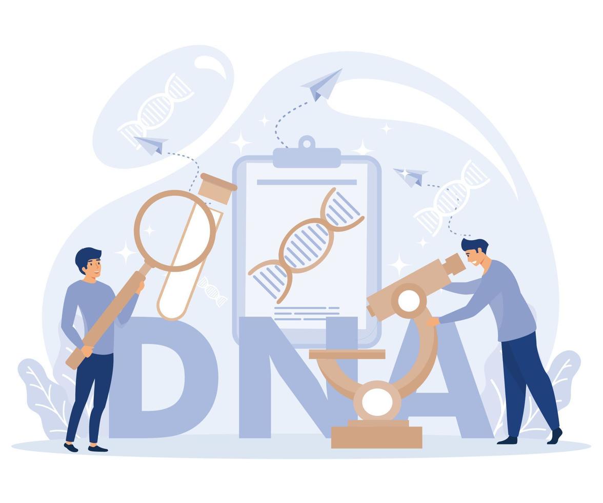genetisch DNA Wissenschaft Konzept. groß Gen Wendel unterzeichnen. Labor Ausrüstung. eben Vektor modern Illustration.