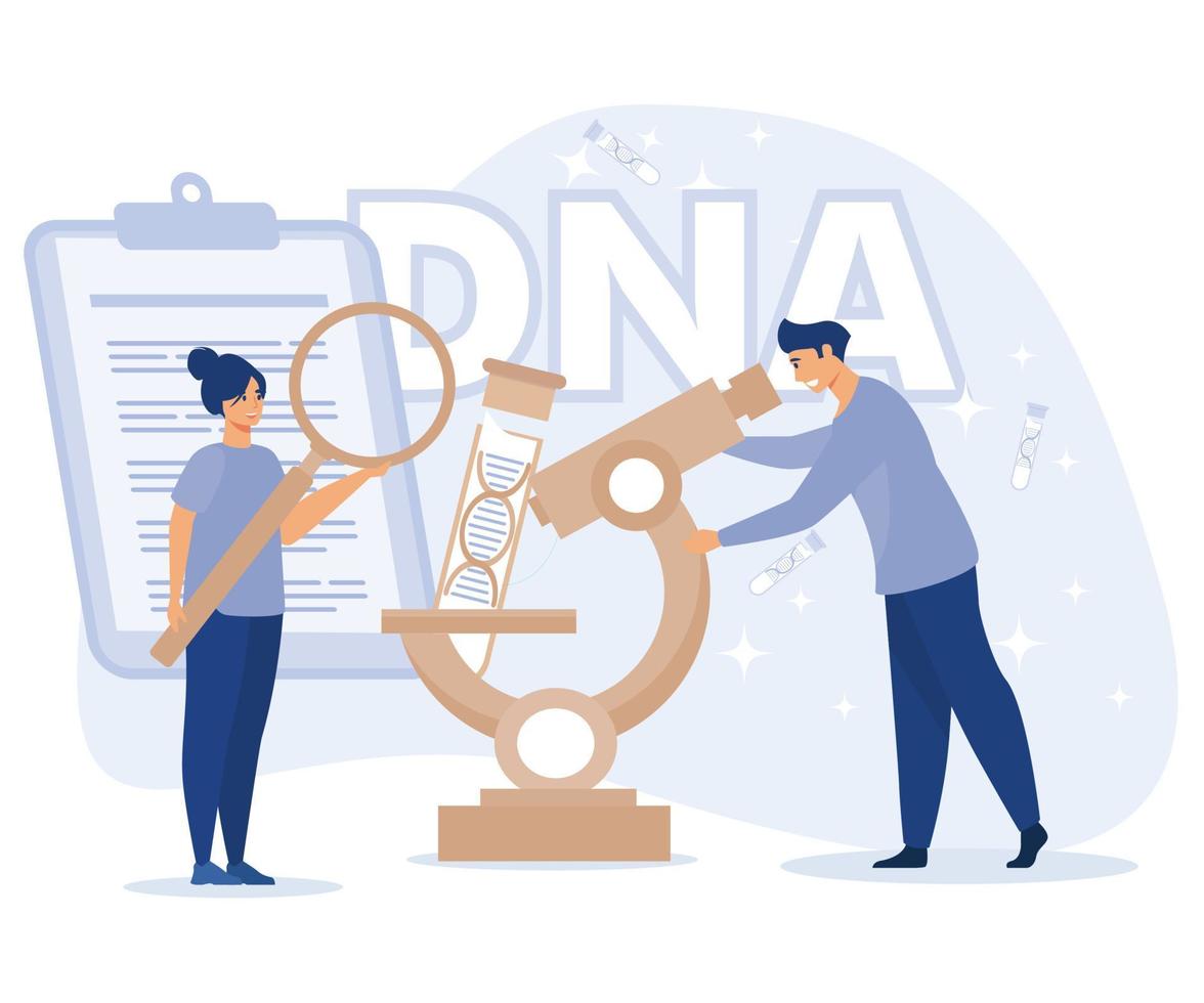 genetisch DNA Wissenschaft Konzept. groß Gen Wendel unterzeichnen. Labor Ausrüstung. eben Vektor modern Illustration.