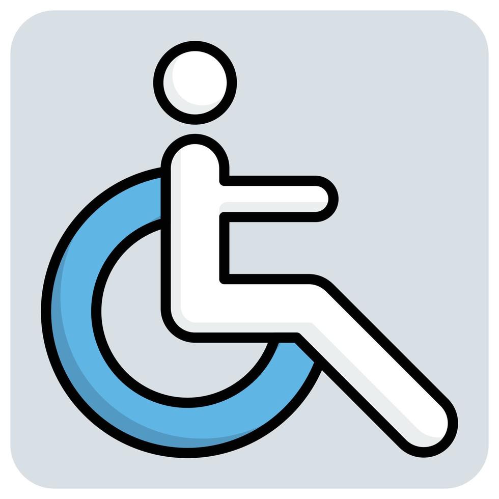 fylld Färg översikt ikon för disable rullstol. vektor