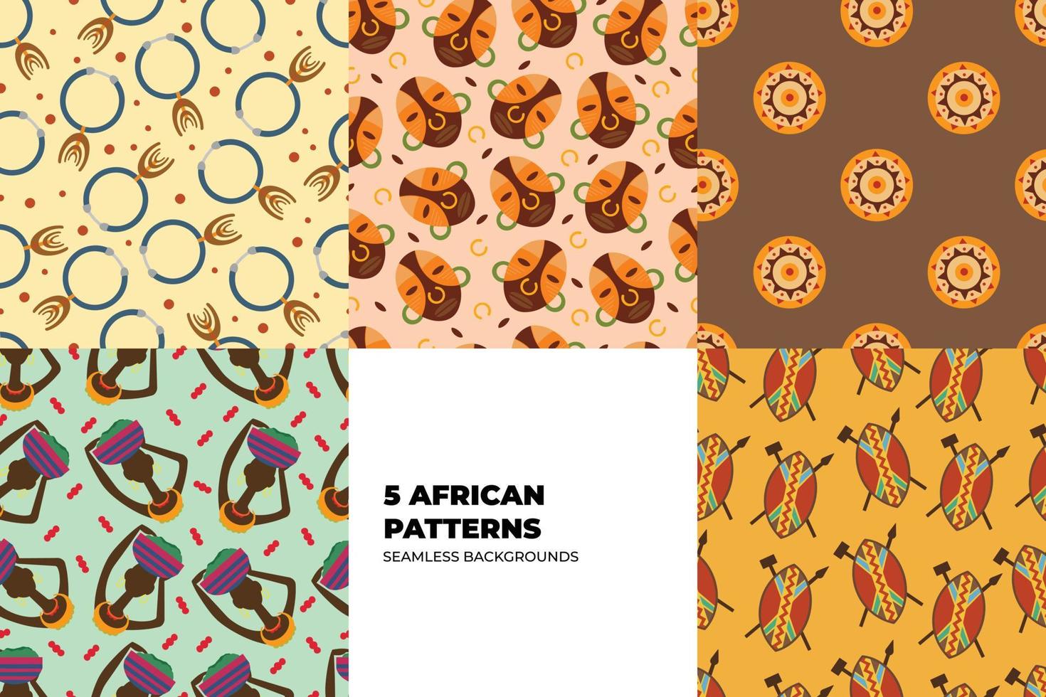 afrikansk motiv mönster uppsättning vektor