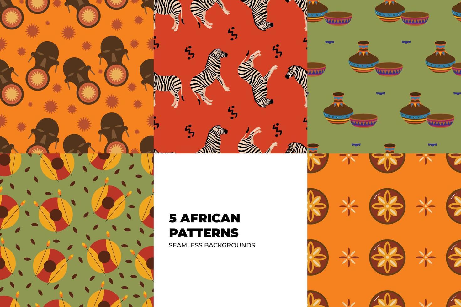 afrikanisch ethnisch traditionell Muster Satz. nahtlos schön kitenge, chitenge, Niederländisch Wachs Stil. Mode Design im bunt. geometrisch abstrakt Motiv Satz. afrikanisch Wachs Drucke. Vektor Illustration