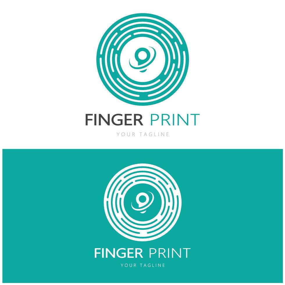 enkel platt fingeravtryck logotyp, för säkerhet, identifiering, märke, emblem, företag kort, digital, vektor