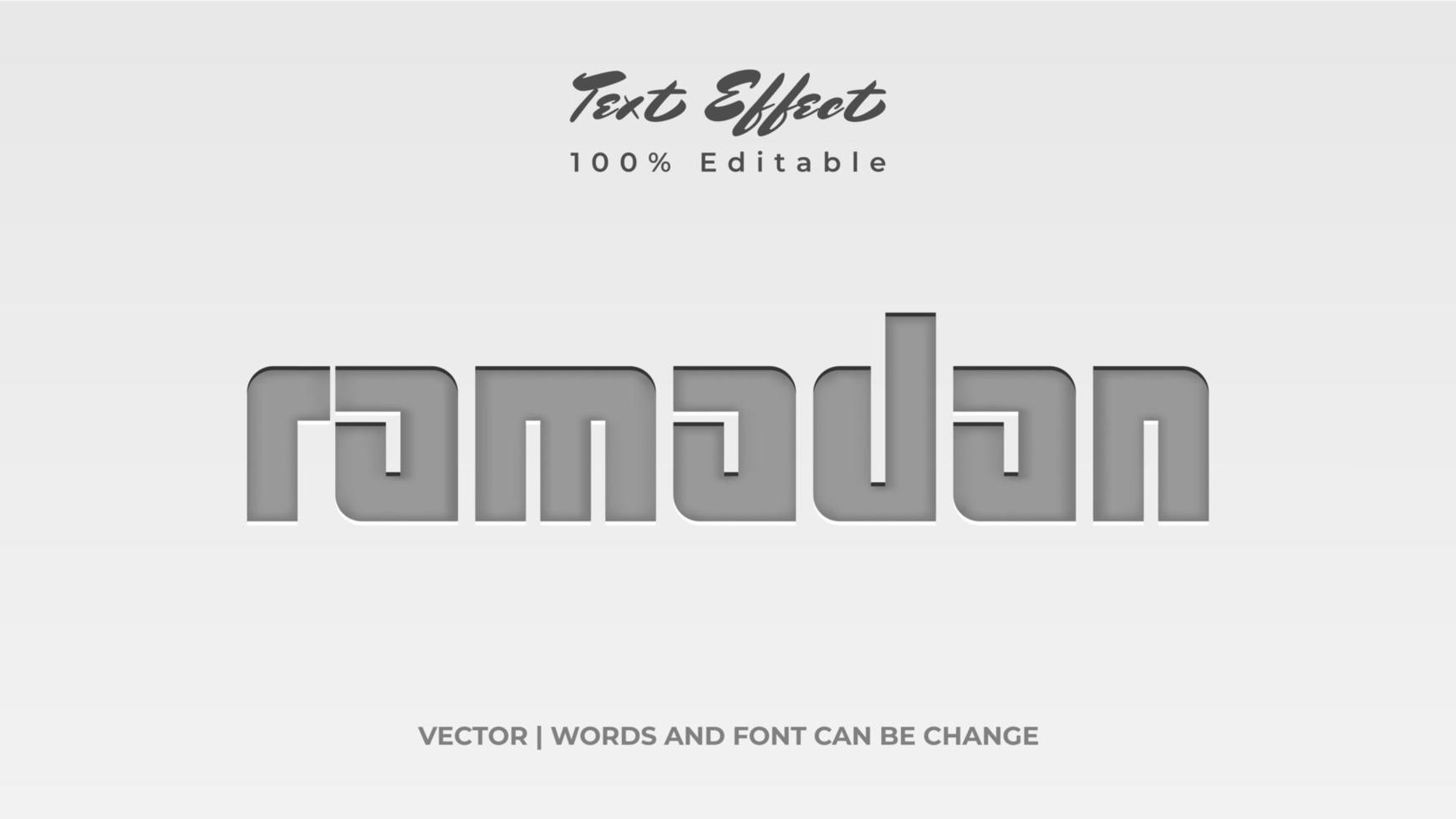 ramadan design text effekt, boktryck stil vektor