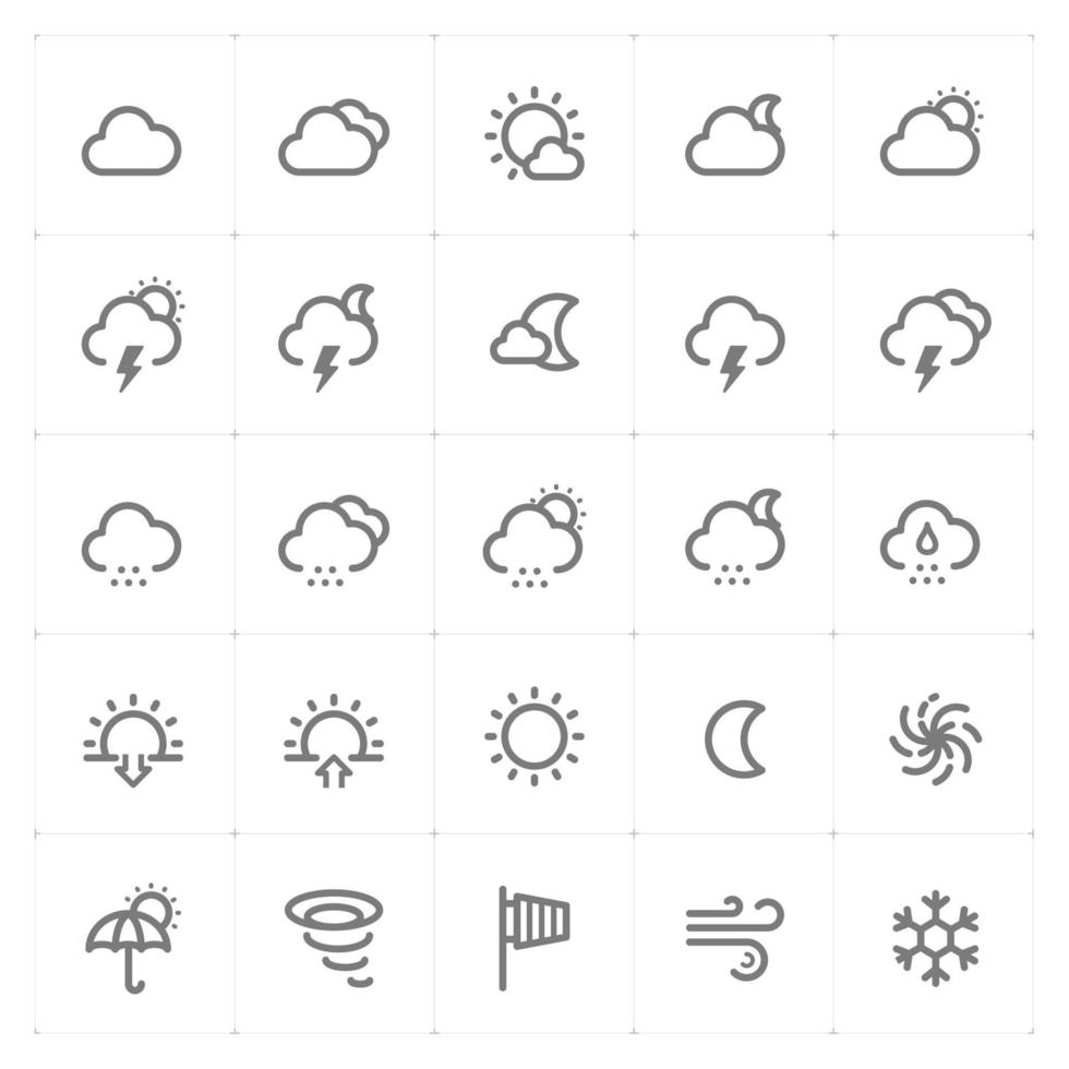 väder- och prognoslinjeikoner. vektorillustration på vit bakgrund. vektor