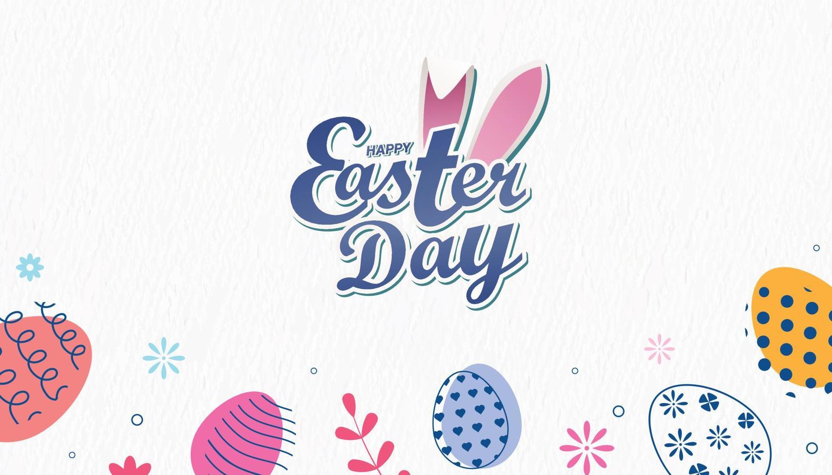Ostern Tag Poster Banner mit glücklich Ostern Tag Typografie Logo Gedächtnisstütze und dekoriert Ostern Ei Clip Art vektor