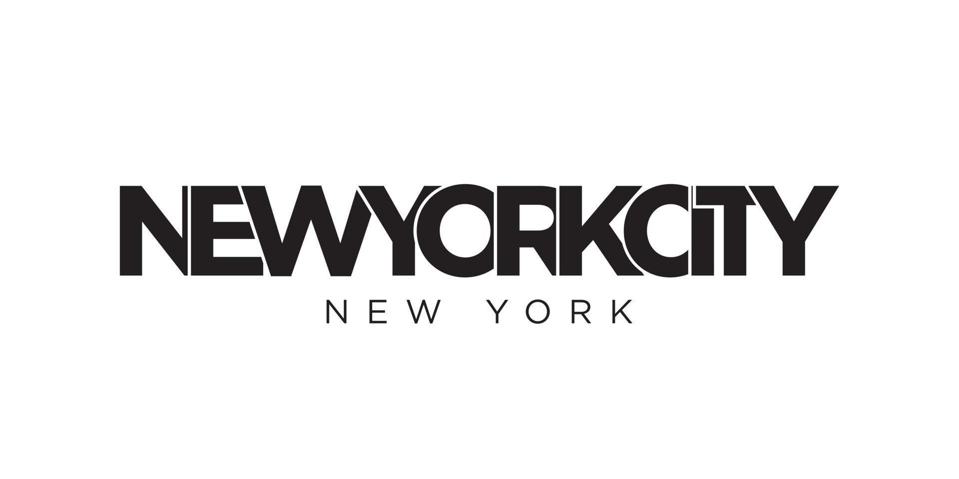 Neu York, USA Typografie Slogan Design. Amerika Logo mit Grafik Stadt Beschriftung zum drucken und Netz. vektor