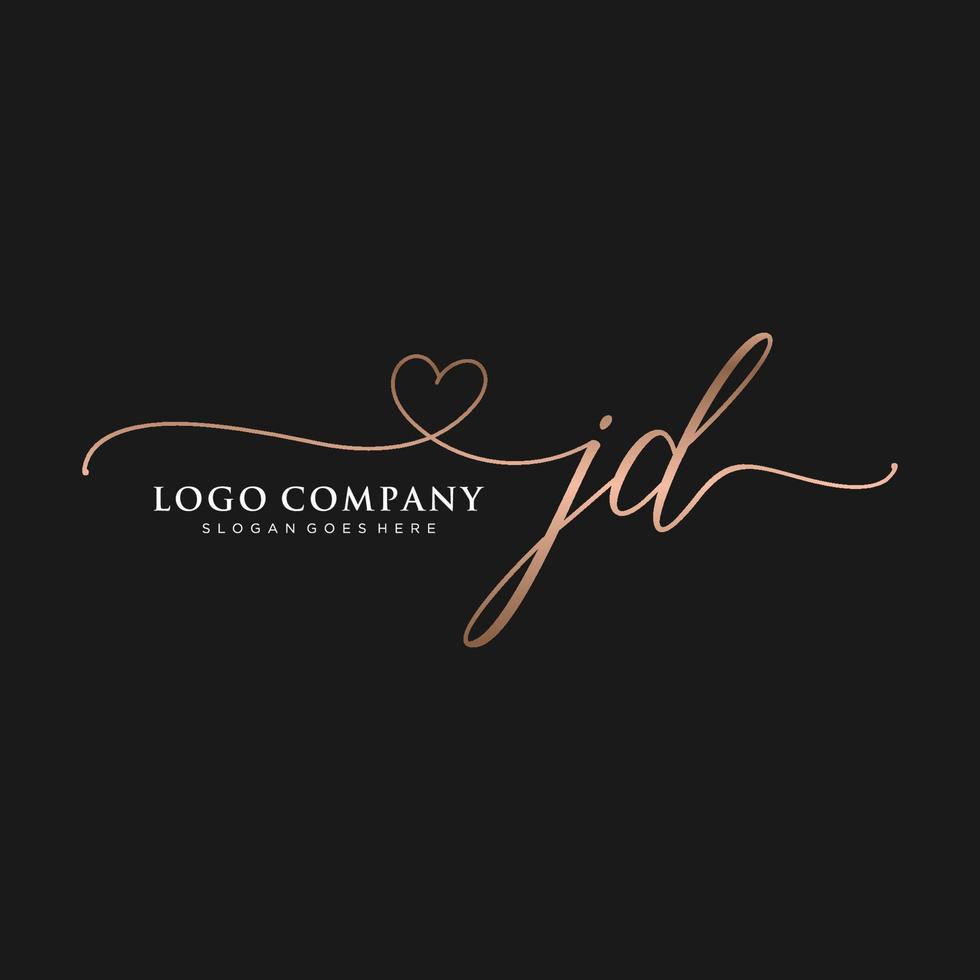 Initiale jd feminin Logo Sammlungen Vorlage. Handschrift Logo von Initiale Unterschrift, Hochzeit, Mode, Schmuck, Boutique, Blumen- und botanisch mit kreativ Vorlage zum irgendein Unternehmen oder Geschäft. vektor