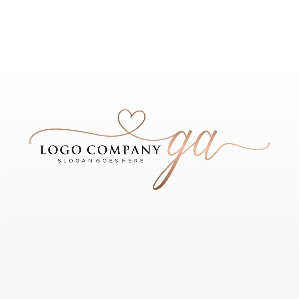 första ga feminin logotyp samlingar mall. handstil logotyp av första signatur, bröllop, mode, smycken, boutique, blommig och botanisk med kreativ mall för några företag eller företag. vektor