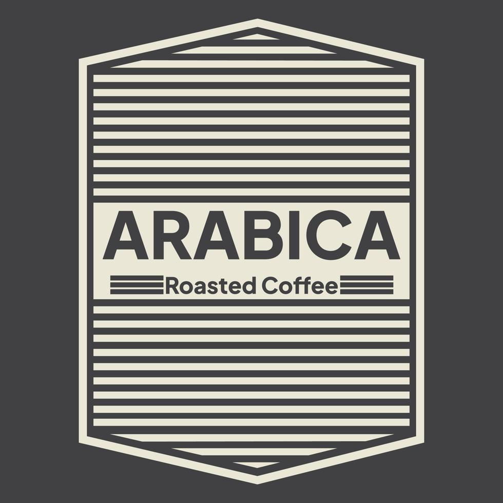 kaffe logotyp. kaffe, arabica emblem. guld kaffe bönor med brev i en vågig runda bricka. vektor