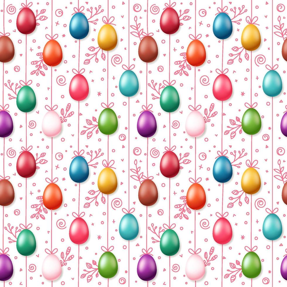 glad påsk semester sömlösa mönster med färg ägg vektor