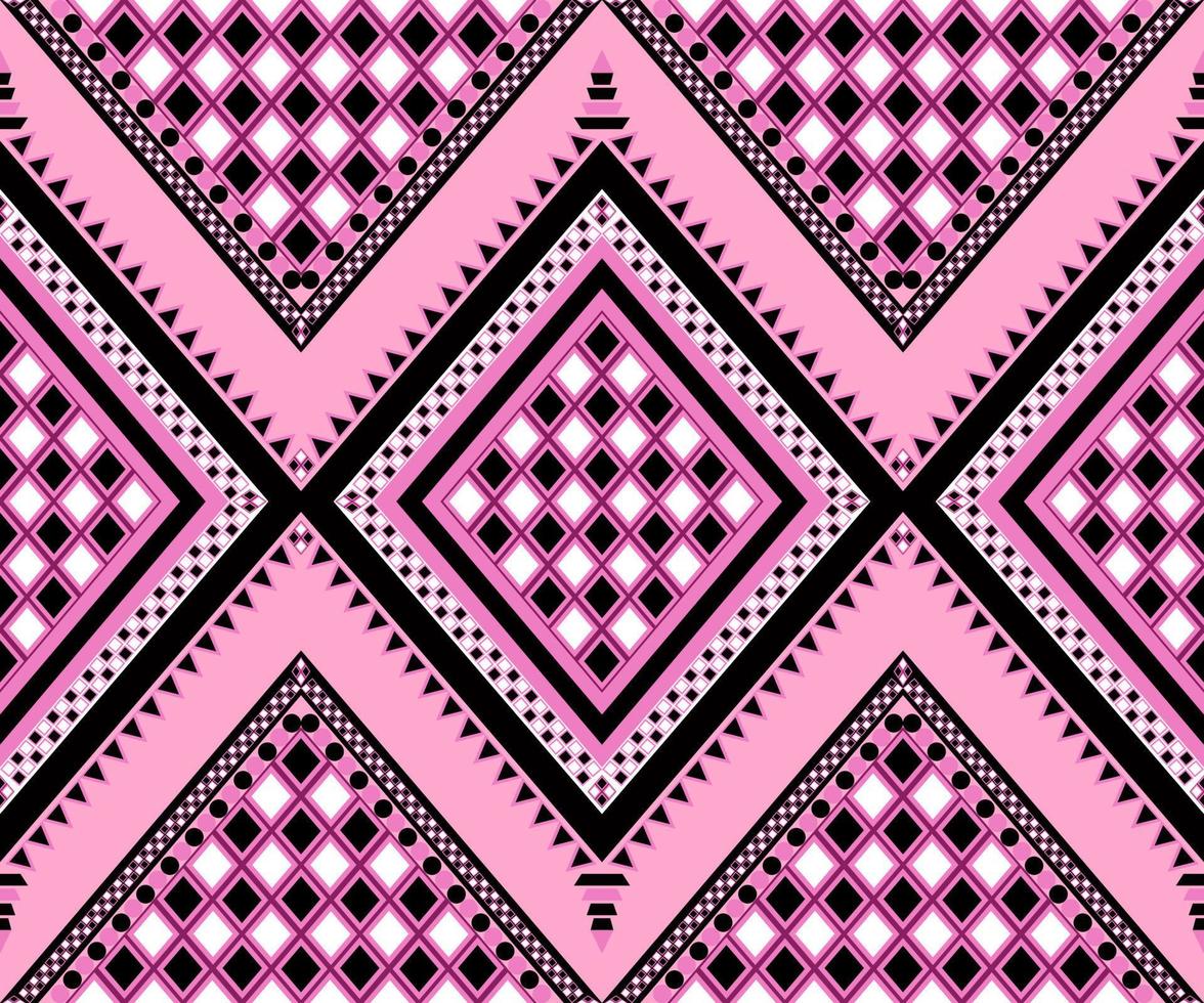 etnisk folk geometrisk sömlös mönster i mörk rosa tona i vektor illustration design för tyg, matta, matta, scarf, omslag papper, bricka och Mer