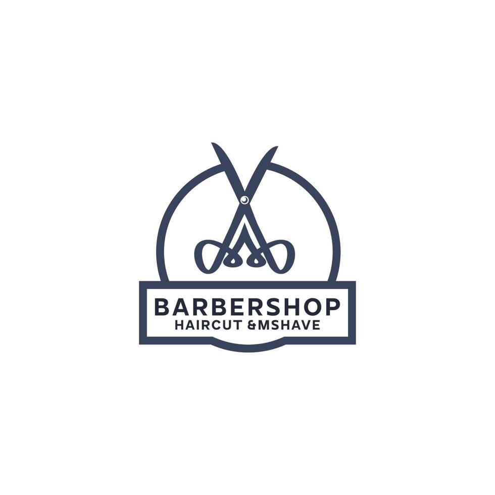 barbershop enkel minimalistisk logotypdesign med elegant prydnad vektor