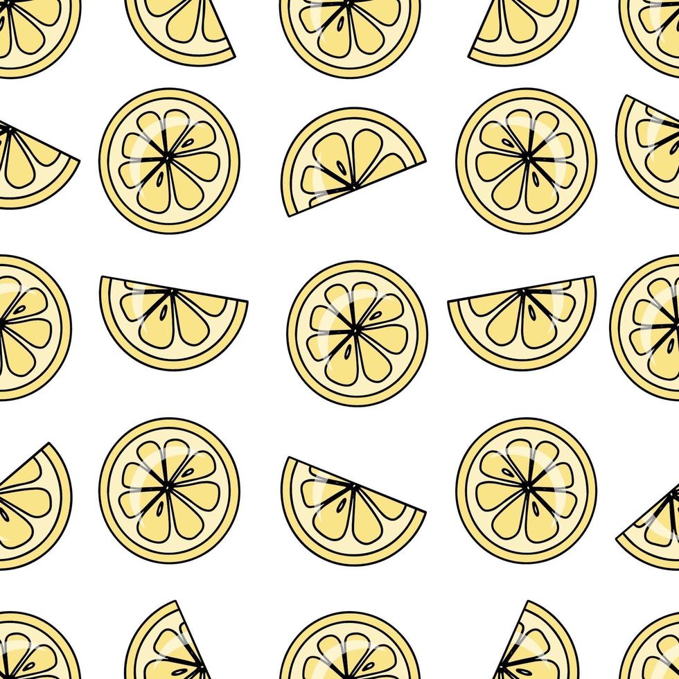 Vektor nahtloses Muster mit handgezeichneten Zitronenscheiben