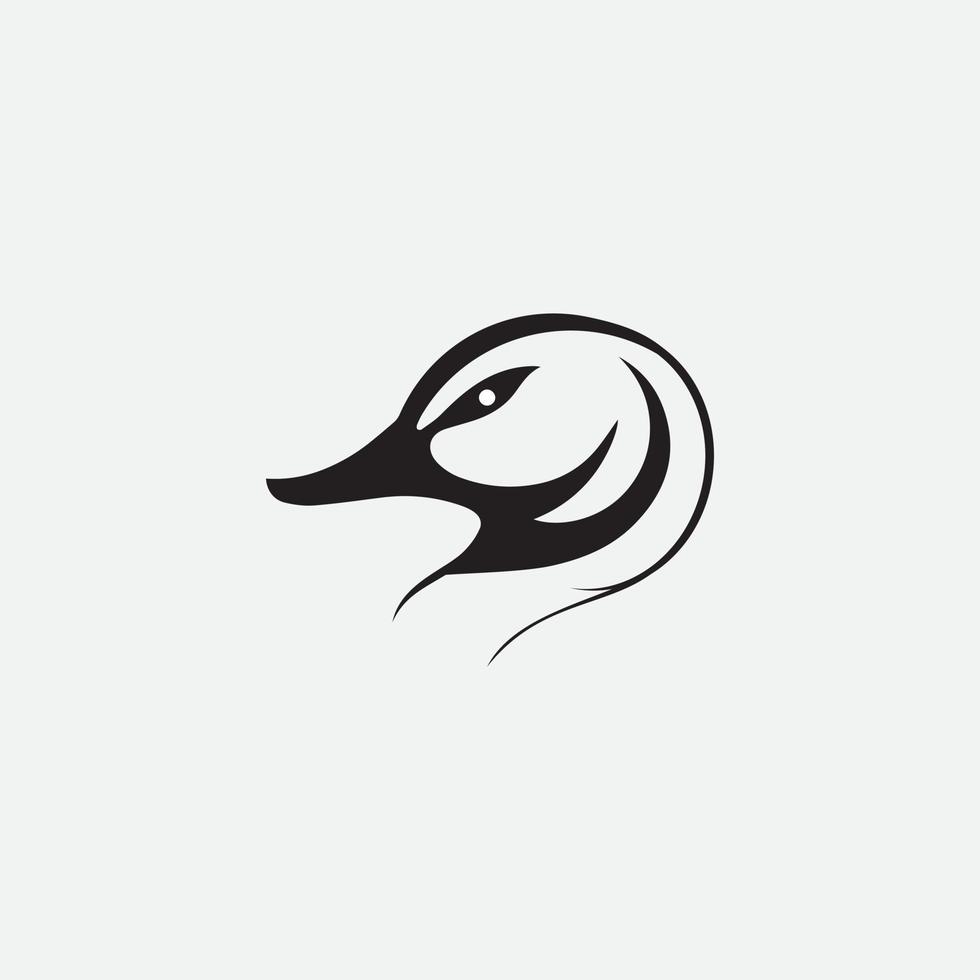 Ente Logo Design Vektor Vorlage linear Stil. Luxus Linie Kunst Symbol. Gliederung Schwan Vogel