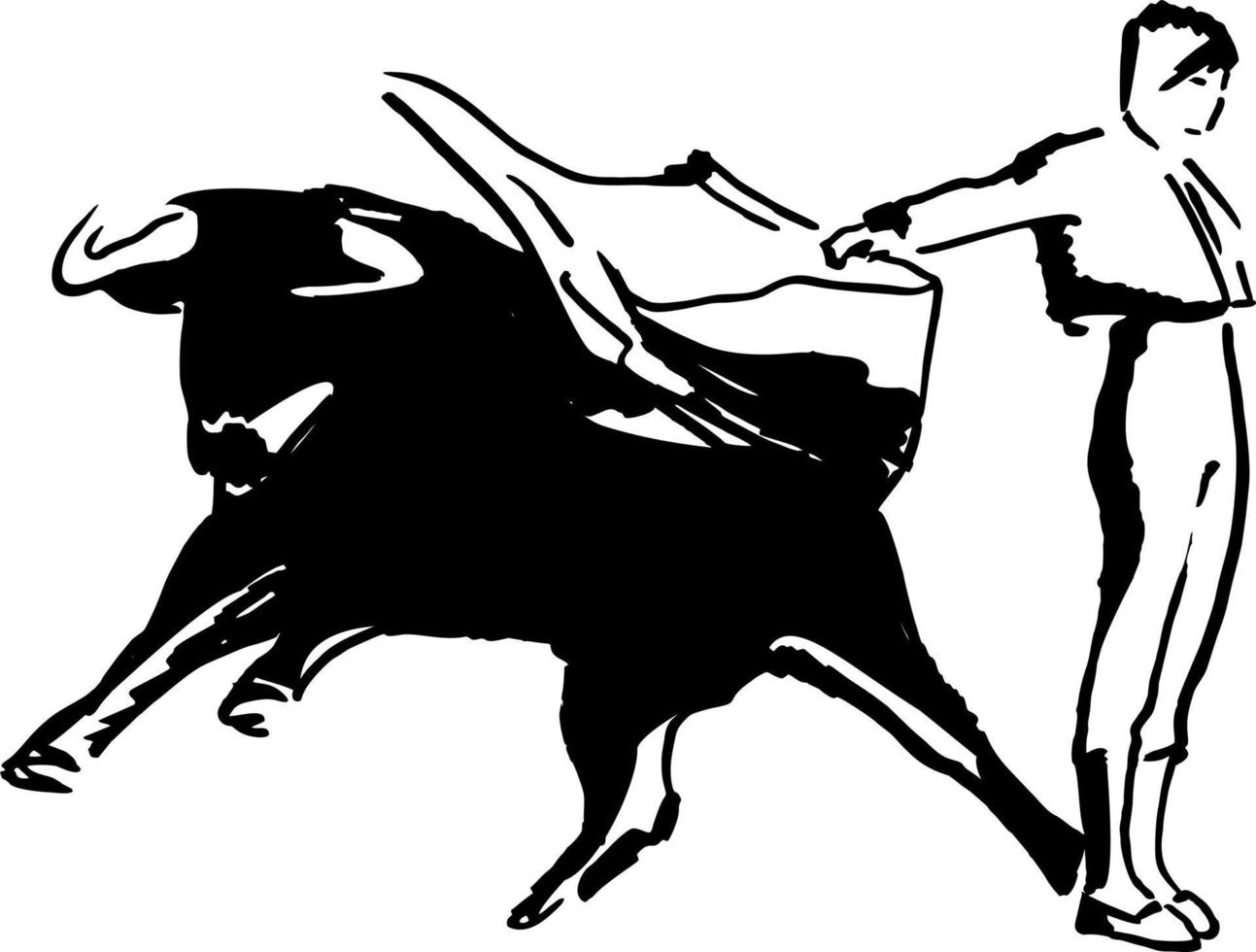 Korridor, Stierkampf im Spanien. Matador, Stierkämpfer, Stier Streit. Hand gezeichnet Tinte skizzieren. Vektor Illustration