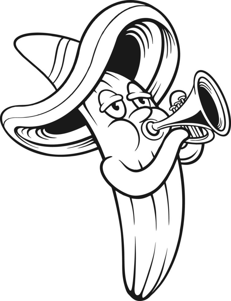 komisch Kaktus Feier Symphonie spielen Trompete cinco de Mayo Abbildungen Silhouette vektor