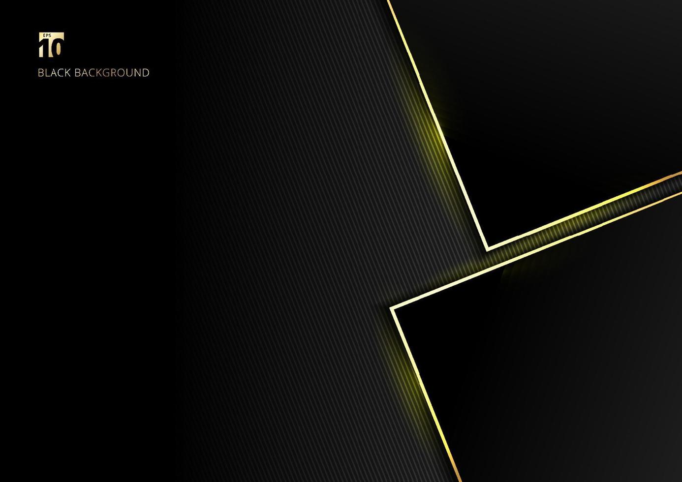 abstrakt mall geometrisk med gyllene kant och ljuseffekt svart bakgrundsutrymme för din text. vektor